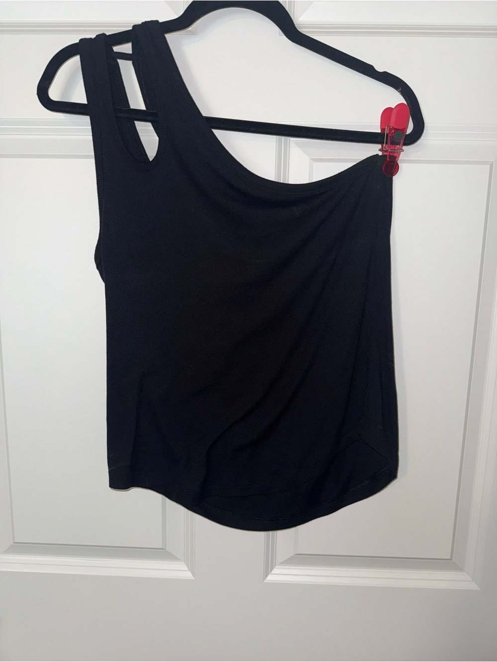 Black One-Shoulder Women's Tank Top